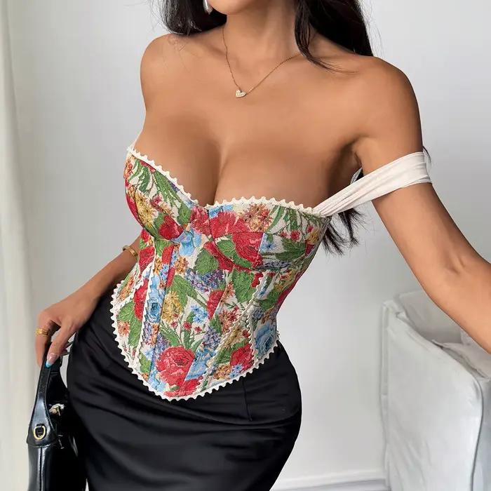 Corset en arête de poisson imprimé Jacquard pour femme