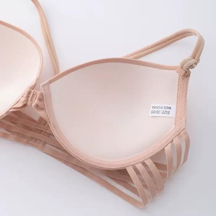 Soutien-gorge dos croisé sans fil, tissu polyuréthane Sexy pour jeunes, froncé, Invisible, respirant, Push up, confortable, fermoir avant réglable