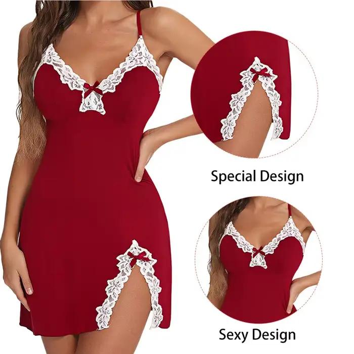 Chemise de nuit sexy en dentelle pour femmes