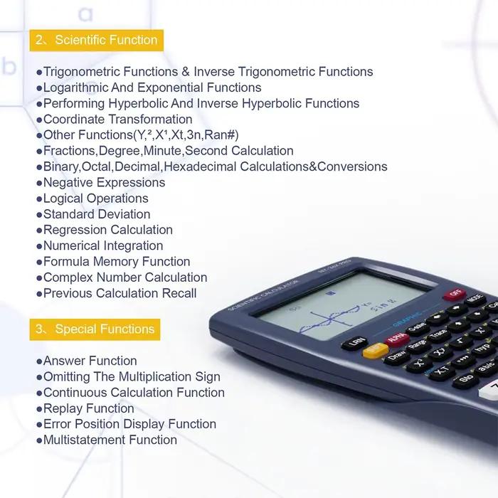 Calculatrice scientifique avec fonction graphique NEWYES 36X Pro Calculatrice scientifique graphique pour fournitures scolaires du collège et du secondaire Bleu