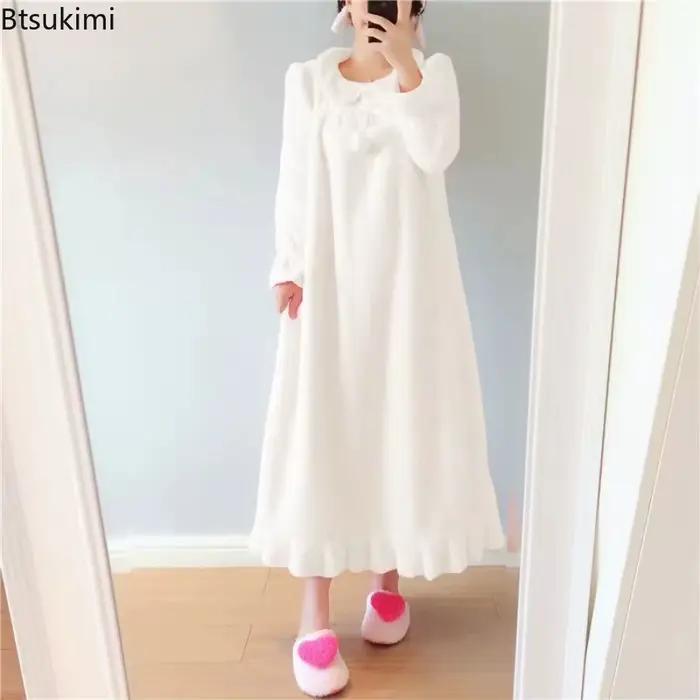 Chemise de nuit en flanelle épaisse pour femmes
