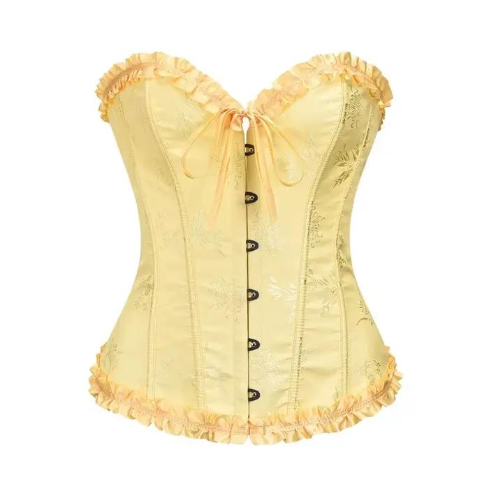 Bustiers et corsets désossés à volants bleu Royal haut gothique femme Sexy vêtements Steampunk Corset Vintage Costumes Burlesques victoriens
