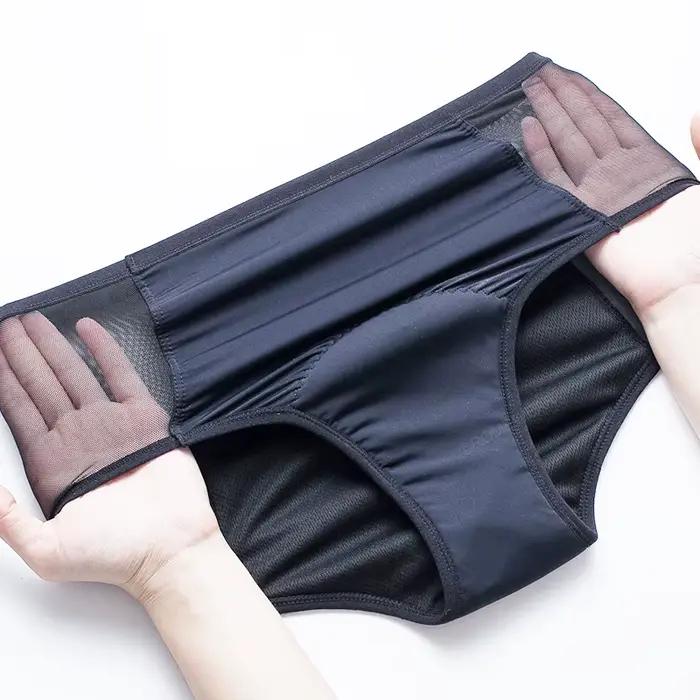 3 pièces/lot grande taille culotte menstruelle absorption lourde taille haute pour les femmes période sous-vêtements 4 couches maille souffle slips incontinence étanche Lingerie