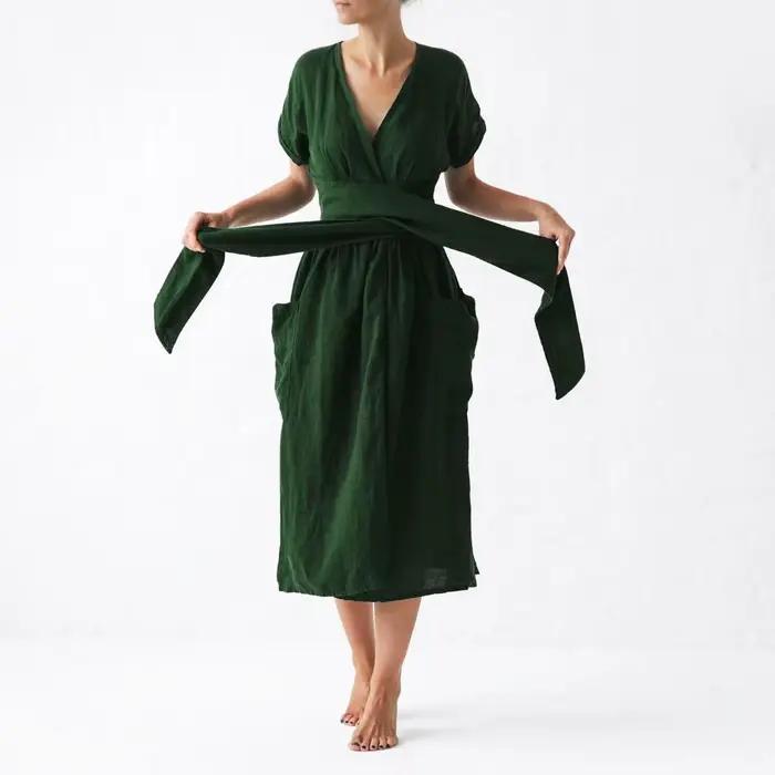NHKDS.co.jp-Robe de nuit en coton et lin pour femmes