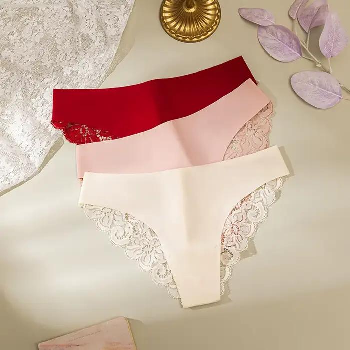 Culotte sexy en dentelle transparente sans couture pour femme