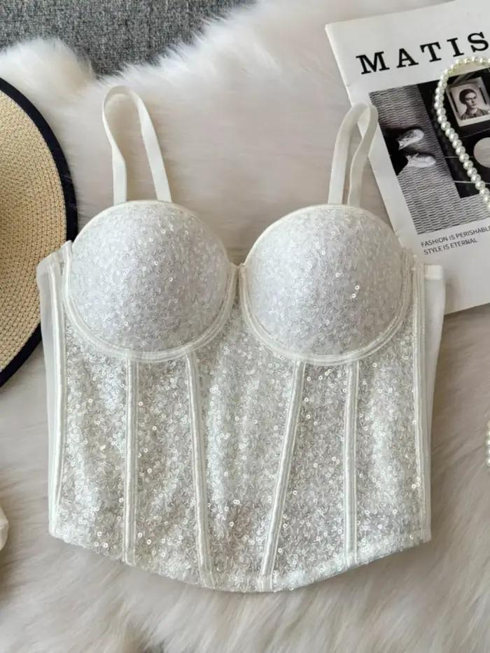 Foamlina-Soutien-Gorge Corset à Paillettes avec Coussretours pour Femme
