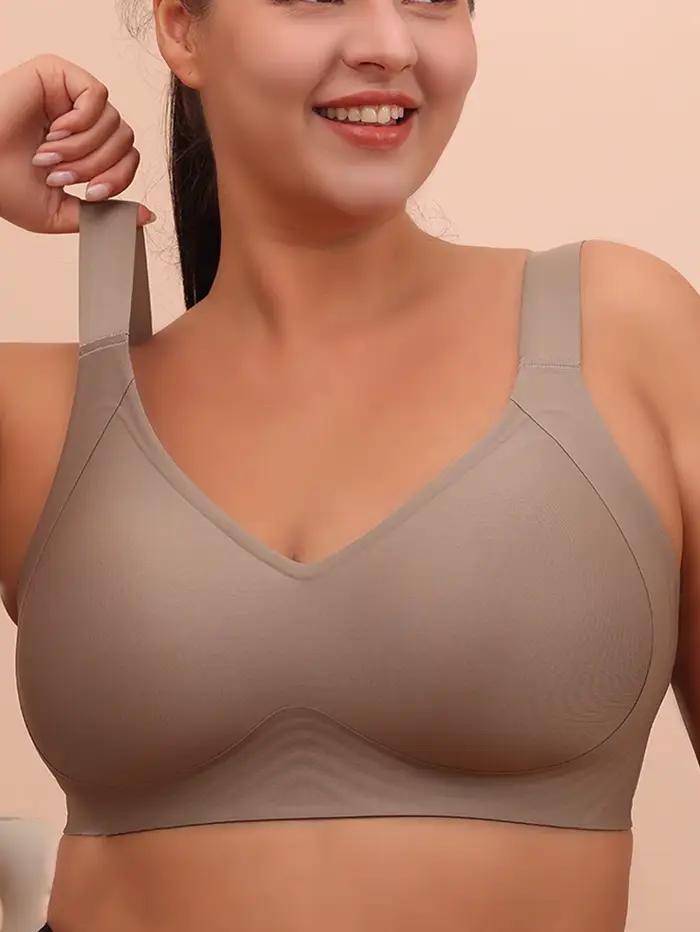 Soutien-gorge de couchage confortable pour femmes grandes tailles sans jantes en acier moule fin tricoté bretelles ajustables quatre crochets et œillets trois quarts tasse style pousser vers le haut occasions spéciales yoga dormir