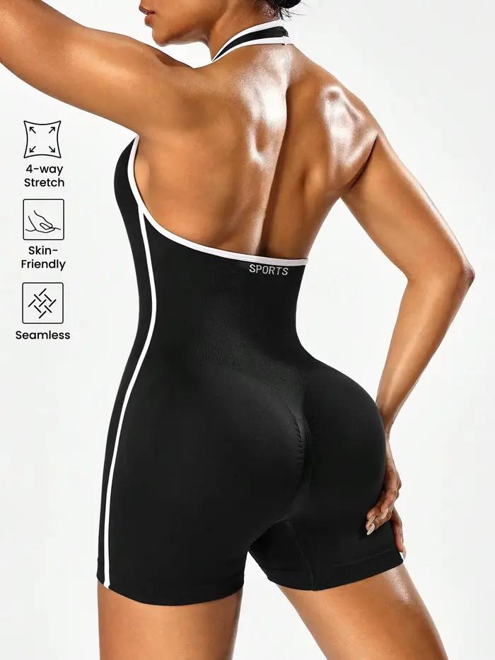 Combinaison de yoga à bandoulière avec design bloquant les couleurs
