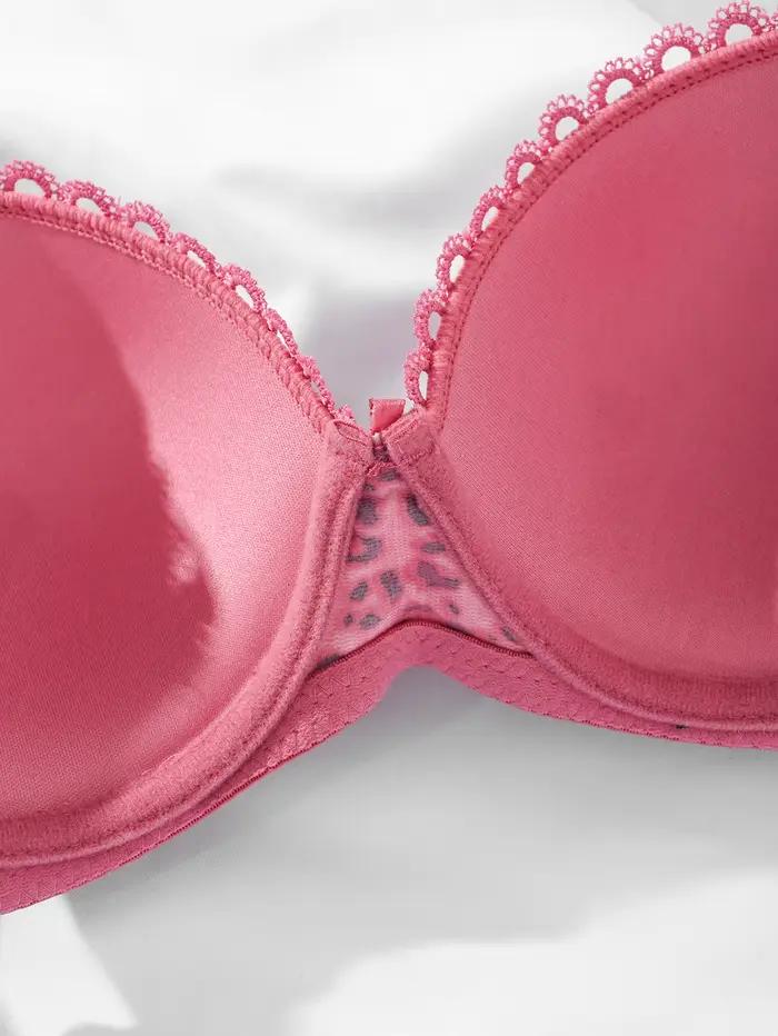 Diana-Soutien-gorge push up à imprimé léopard rose pour femme