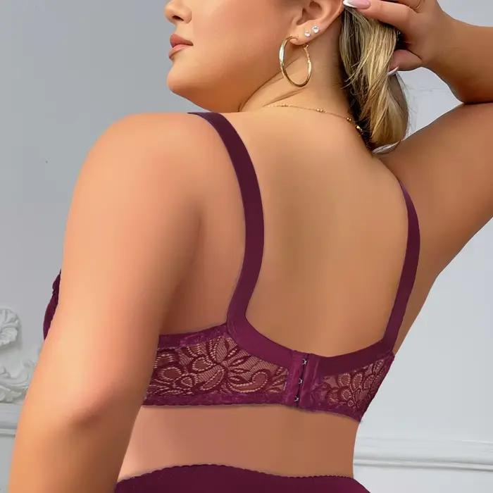 Soutien-gorge en dentelle florale unie pour femme
