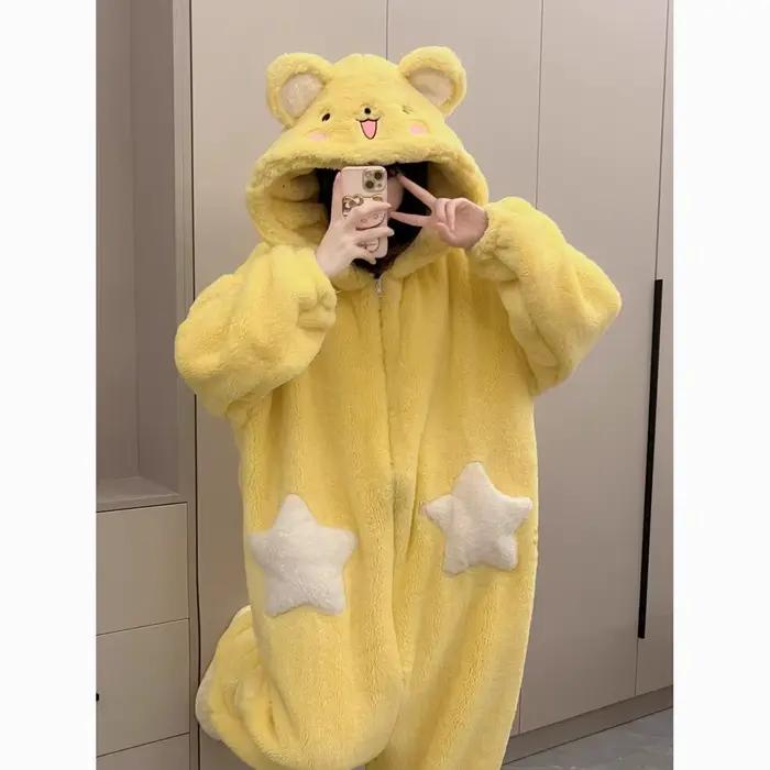 Combinaison d'hiver à capuche Kigurumi licorne pour femme