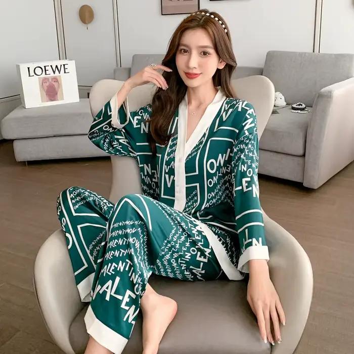 Pyjama imprimé à manches longues pour femmes