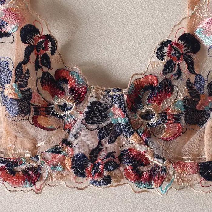 Eroric – ensemble de 4 pièces de Lingerie transparente brodée pour femmes