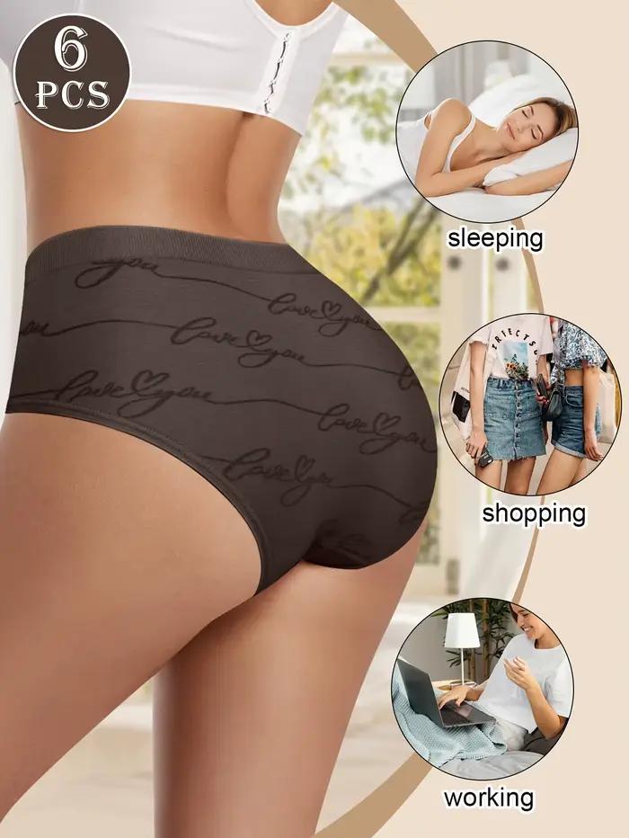 Lot de 6 culottes taille basse pour femmes avec un motif papillon élégant, appariés romantique, en nylon à 90% pour