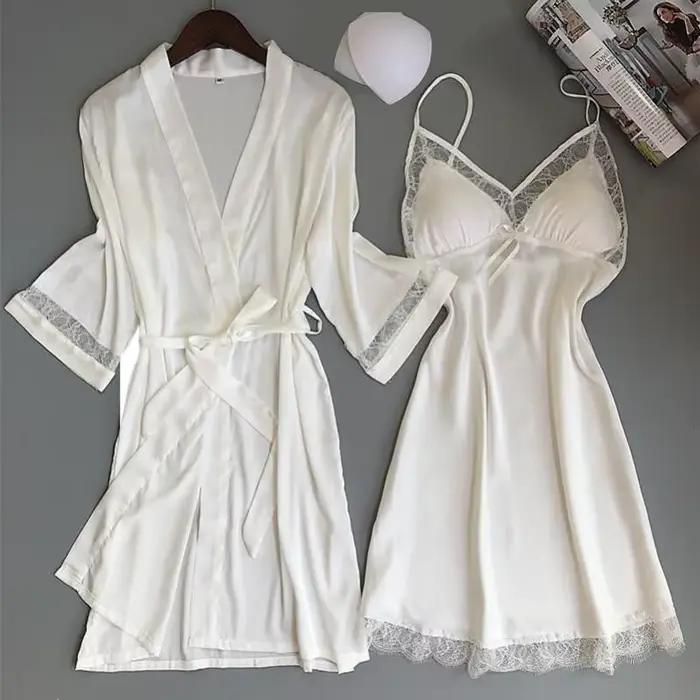 Sexy femmes rayonne Kimono peignoir blanc mariée demoiselle d'honneur Robe
