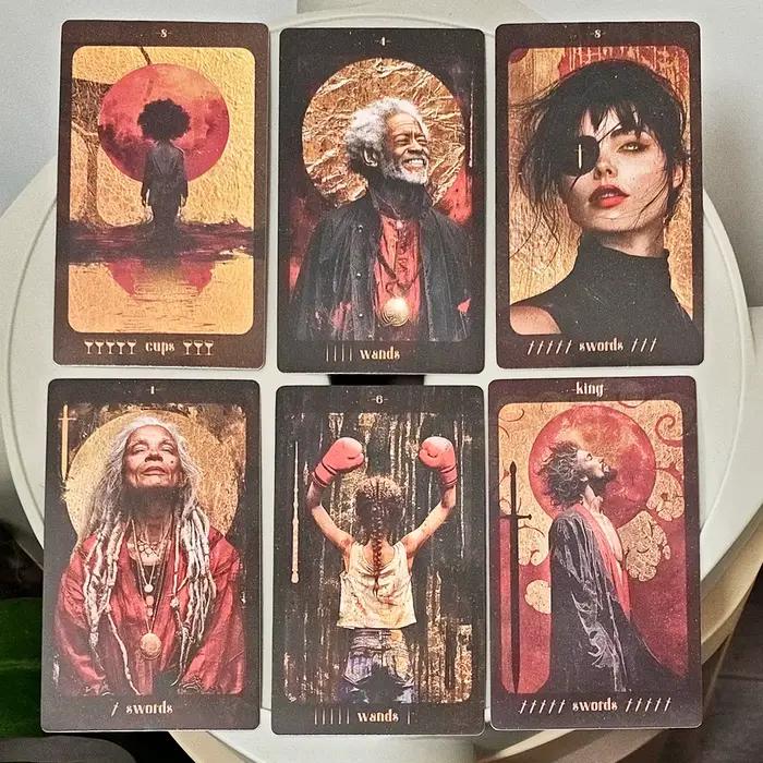 Jeu de tarot Amber Moon : 78 cartes cinématiques – Ensemble de divination sur le thème de la magie lunaire et de l'énergie féminine 12*7cm