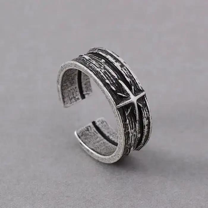 Bague ouverte réglable unisexe en argent, style punk gothique, nuit étoilée, rétro, bijoux faits à la main, cadeau pour hommes et femmes