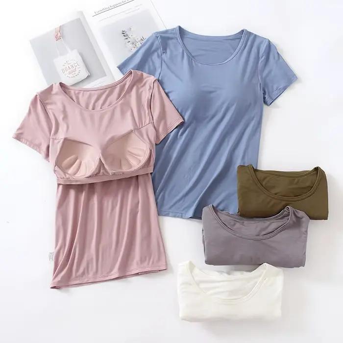 T-Shirt de soutien-gorge intégré pour femmes