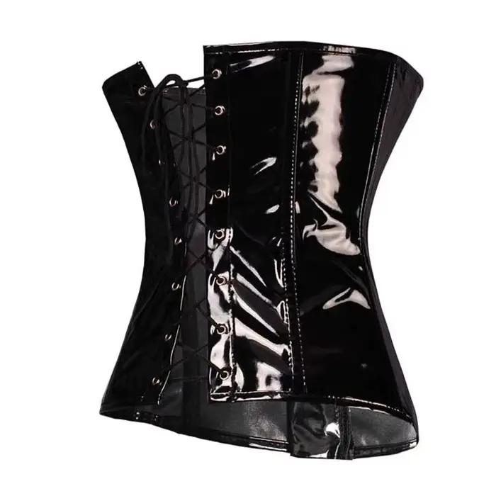 Corset en vinyle PVC noir pour femme
