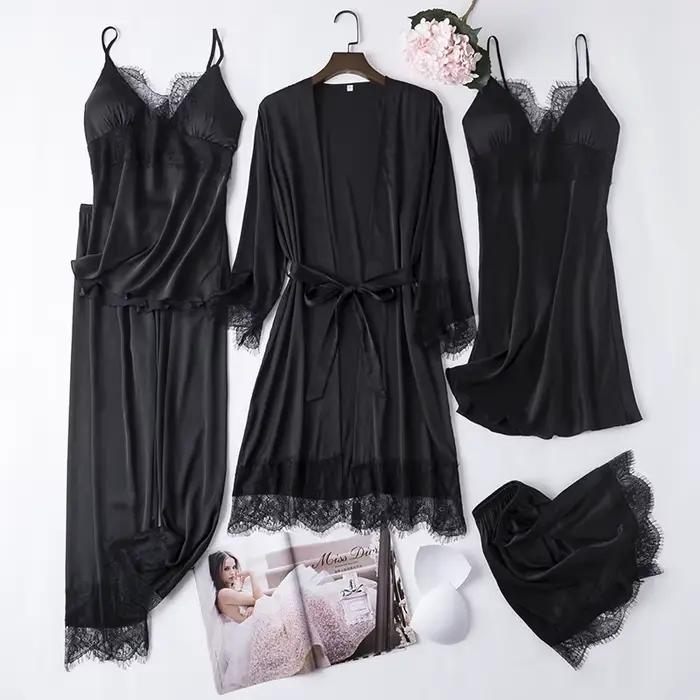 Ensemble pyjama en soie blanche pour femmes