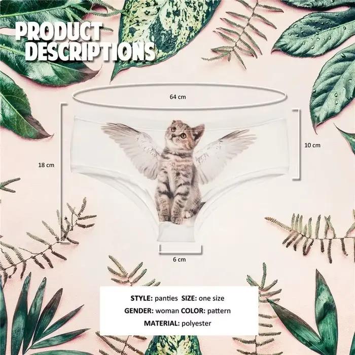 Ange chat dessin animé culottes impression 3D femmes sans couture mignon Push Up string Lingerie slips sous-vêtements