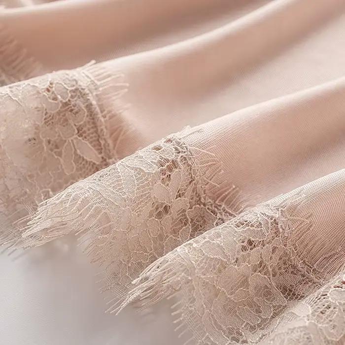 Robe de nuit en soie pour femmes, robe longue Sexy en dentelle
