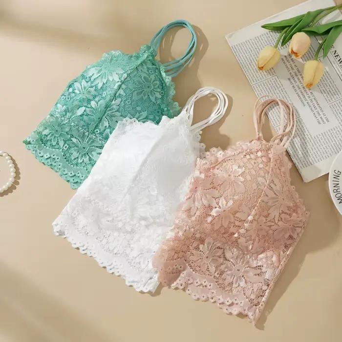 Haut à bretelles en dentelle à fleurs pour femmes