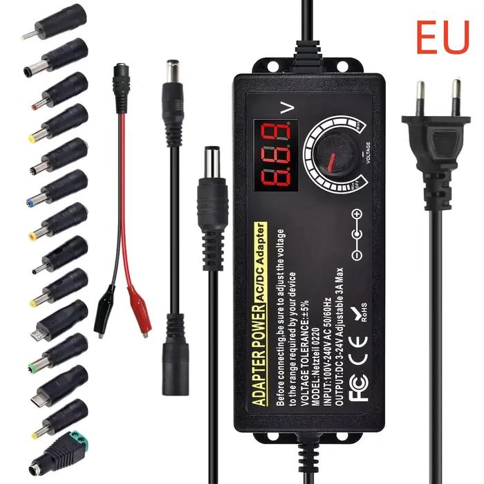 Alimentation ca à cc, alimentation de laboratoire réglable, 3V-24V-3A, adaptateur universel Portable, prise ue/US, pince crocodile