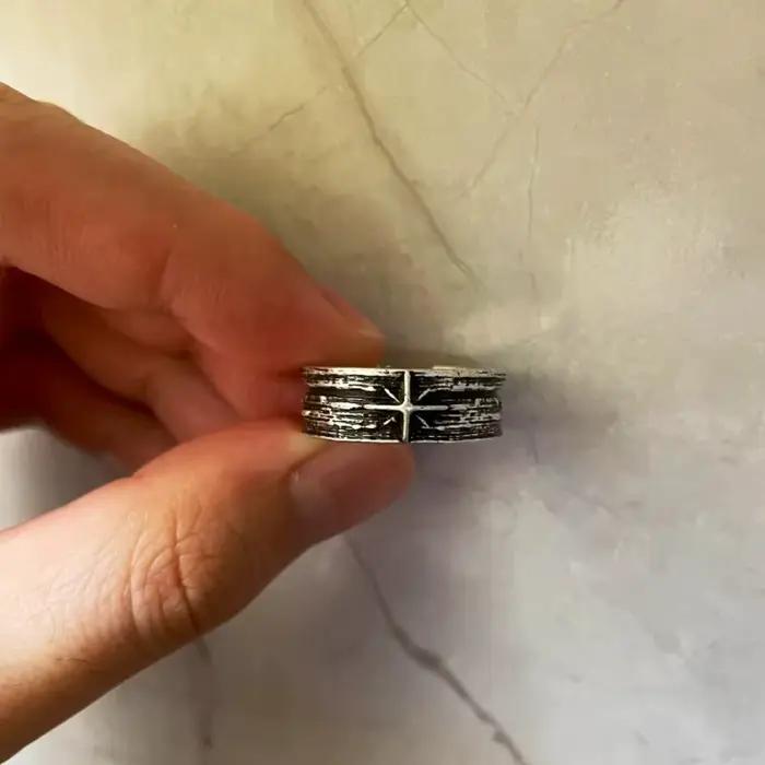 Bague ouverte réglable unisexe en argent, style punk gothique, nuit étoilée, rétro, bijoux faits à la main, cadeau pour hommes et femmes
