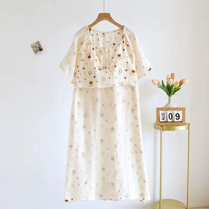 Chemise de nuit en tissu de coton avec coussinet de poitrine