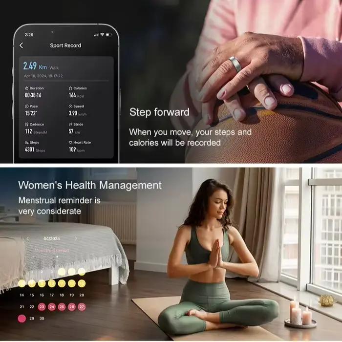 Anneau intelligent R10 contrôle des gestes fréquence cardiaque température corporelle sang oxygène moniteur de sommeil 5ATM étanche Multi Sport anneau intelligent