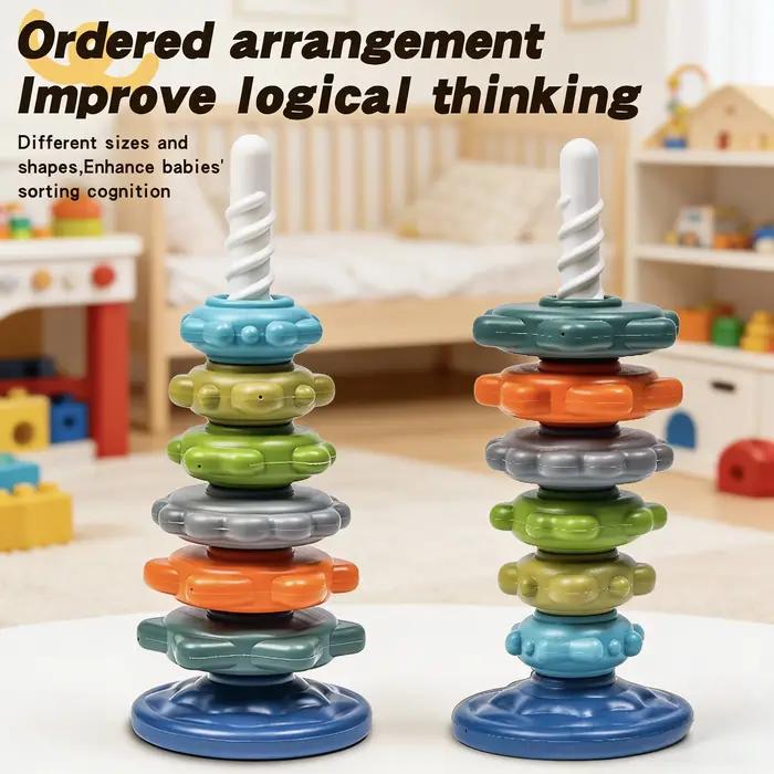 Tour rotative arc-en-ciel, jouet d'éducation précoce, conçu pour la reconnaissance des couleurs, excellent cadeau éducatif pour les garçons et les filles pour les anniversaires