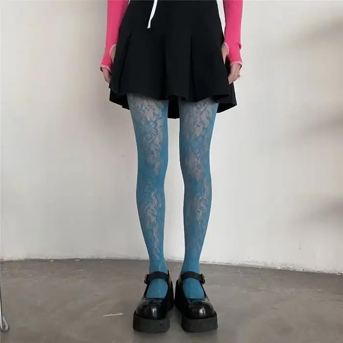 Lolita – collants floraux Style Punk pour filles