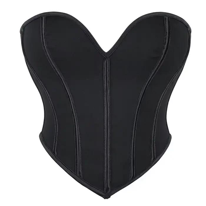 Corset court sans bretelles à col en V mat pour femme, gaine amincissante, bustier, débardeur court