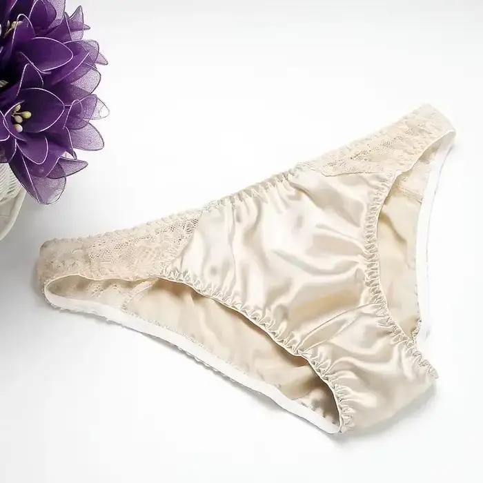 100% soie de mûrier sexy sous-vêtements en dentelle
