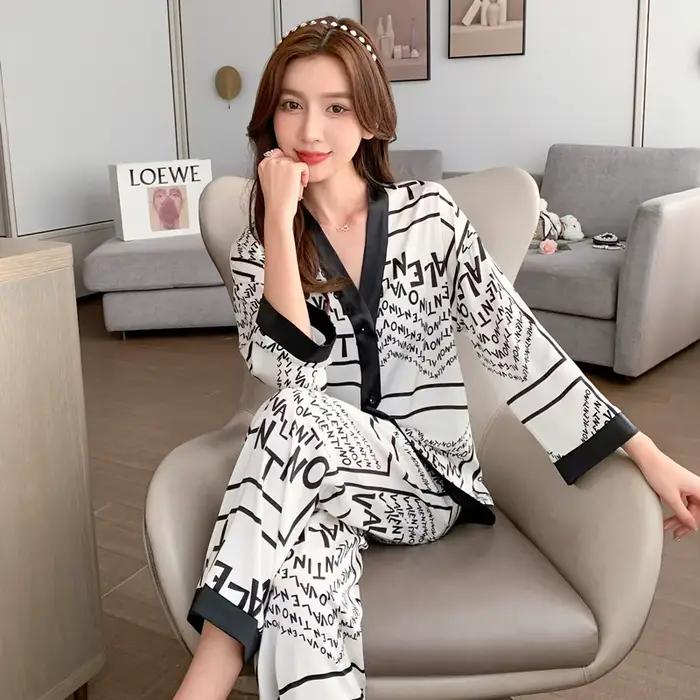 Pyjama imprimé à manches longues pour femmes