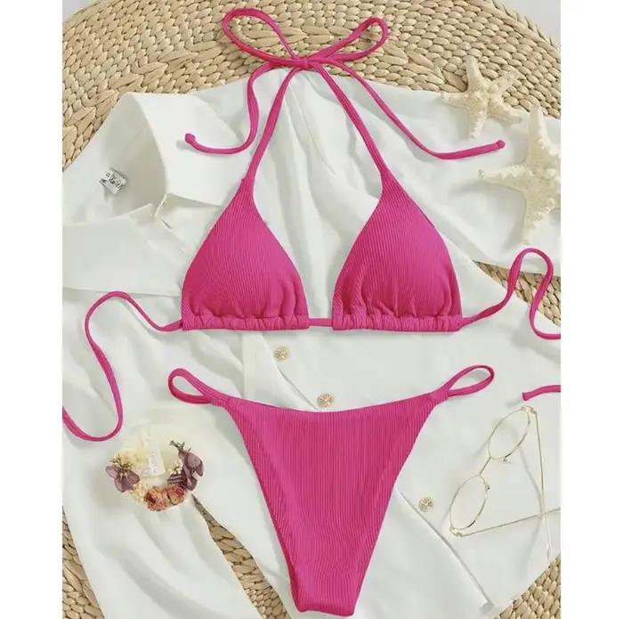 Maillot de bain d'été sexy pour femme, ensemble bikini push-up rembourré, string, deux pièces, tenue de plage, maillot de bain féminin sexy