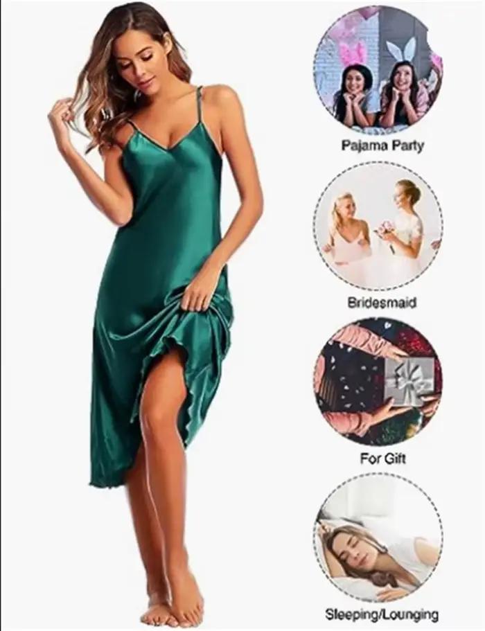 Chemise de nuit en soie pour femmes