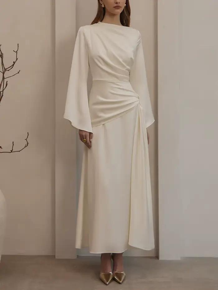Marthaqiqi mode Femme pyjama à lacets nuisette à manches longues vêtements de nuit col rond chemise