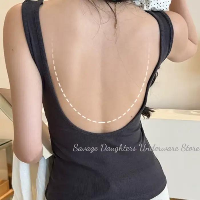 Débardeurs sans dos avec soutien-gorge intégré pour femme