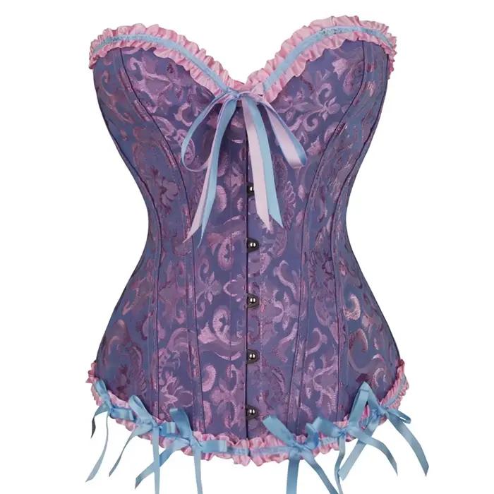 Corsets Sexy Bustiers dentelle florale hauts pour femmes fleur imprimé Vintage Corset gothique Satin Lingerie Corselet surbuste désossé