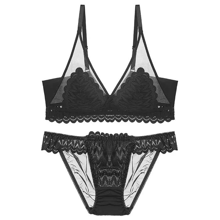 Ensemble de soutien-gorge triangle en dentelle style français pour femme