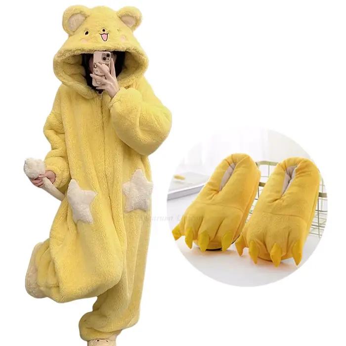 Combinaison d'hiver à capuche Kigurumi licorne pour femme