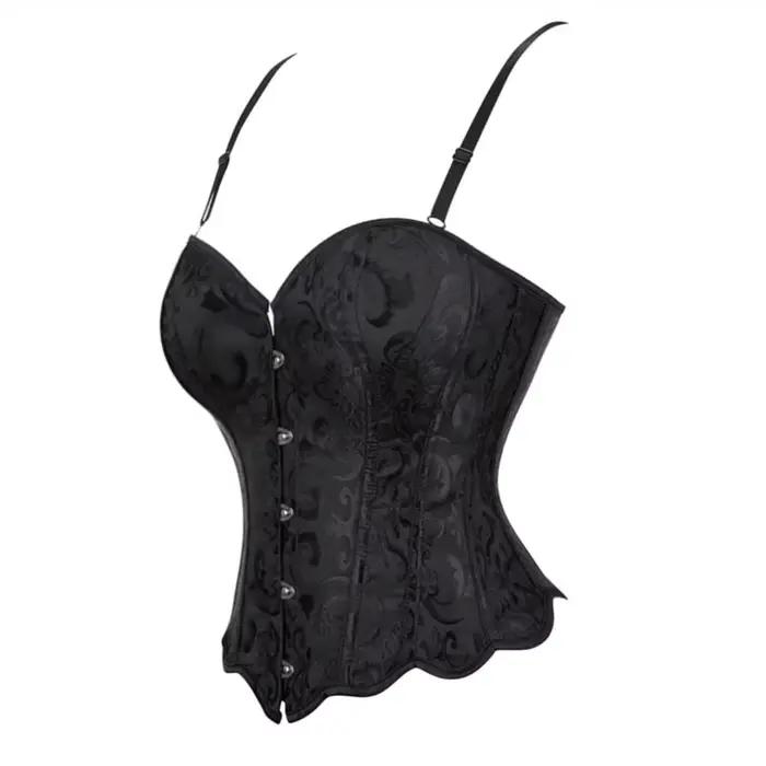 Corset bandeau en jacquard noir à motifs