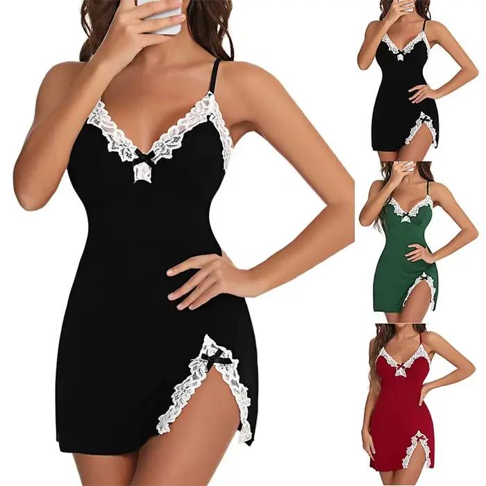 Chemise de nuit sexy en dentelle pour femmes