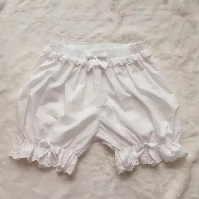 Culotte Plissée à Volants en Dentelle Blanche pour Femme