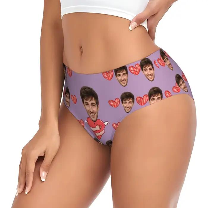 Lingerie personnalisée avec photo du visage pour femmes, cadeau de la Saint-Valentin, lingerie respirante et confortable