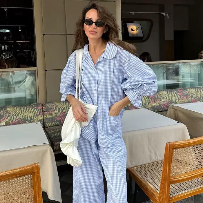 Pyjama à carreaux HiLoc pour femme