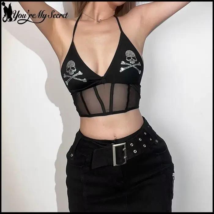 [You're My Secret] Camisole gothique à motif crâne pour femme