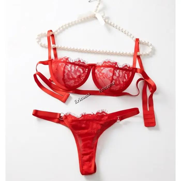 Lenceria Babydoll Ensemble soutien-gorge et culotte sexy Lingerie Intime Femmes Dentelle